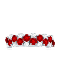 Round Lab Created Ruby and Diamond Cluster Half Eternity Ring