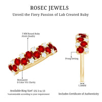 Round Lab Created Ruby and Diamond Cluster Half Eternity Ring
