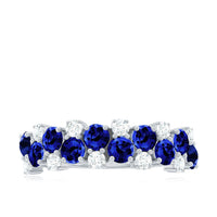 Certified Lab Grown Blue Sapphire Diamond Eternity Band Ring for Anniversary