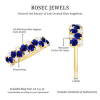 Certified Lab Grown Blue Sapphire Diamond Eternity Band Ring for Anniversary