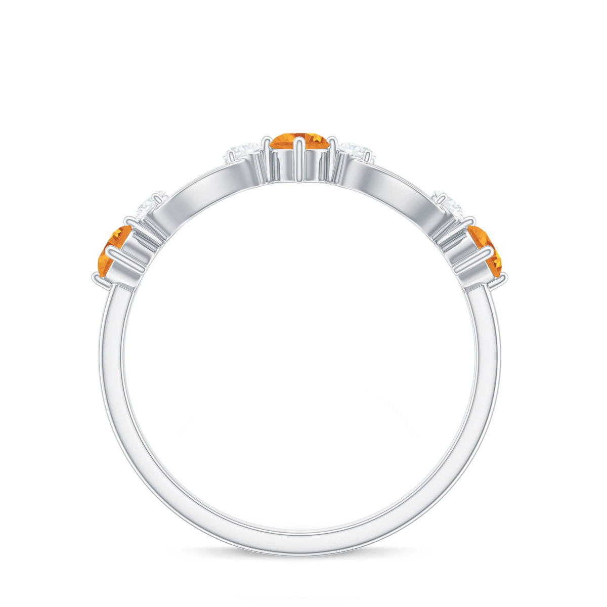 Natural Citrine Half Eternity Ring with Diamond