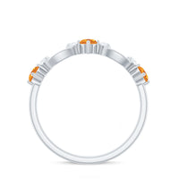 Natural Citrine Half Eternity Ring with Diamond