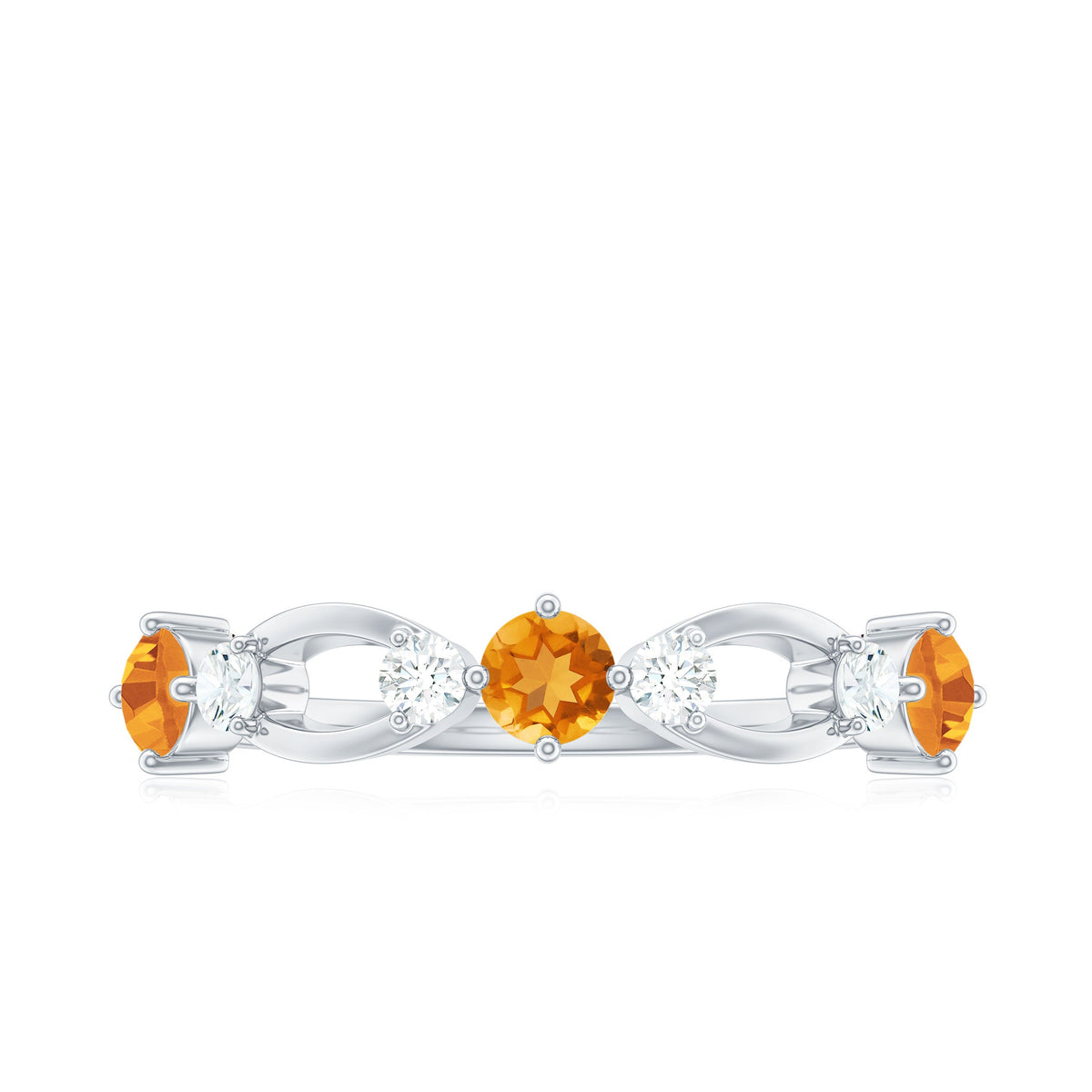 Natural Citrine Half Eternity Ring with Diamond