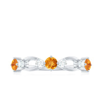 Natural Citrine Half Eternity Ring with Diamond