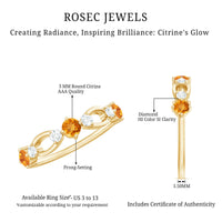 Natural Citrine Half Eternity Ring with Diamond