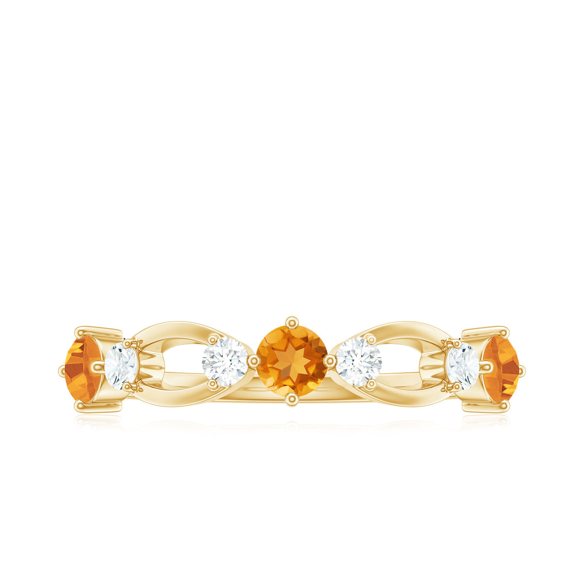Natural Citrine Half Eternity Ring with Diamond