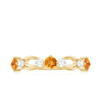 Natural Citrine Half Eternity Ring with Diamond
