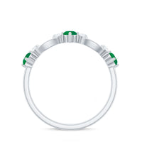 Natural Emerald Diamond Infinity Anniversary Ring