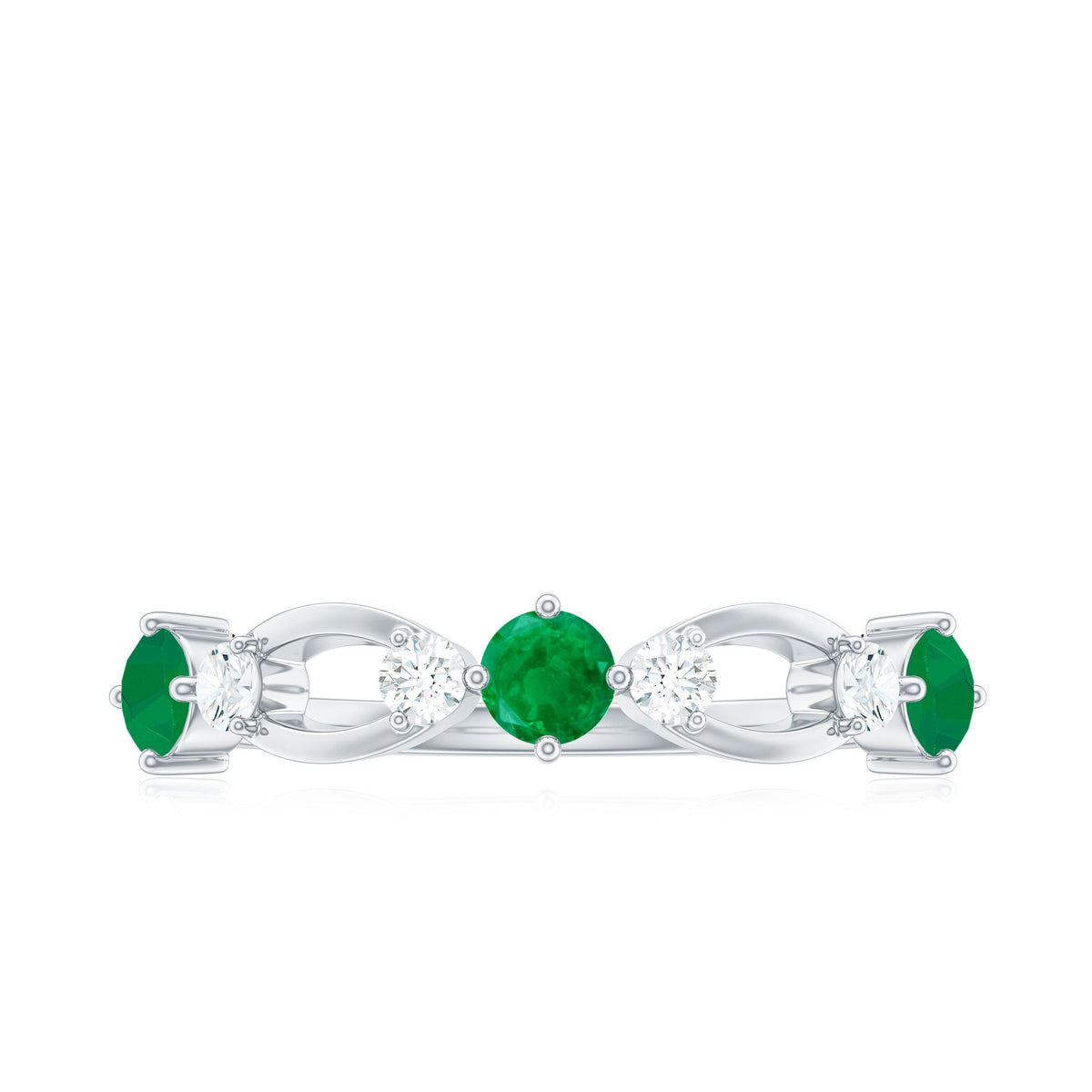 Natural Emerald Diamond Infinity Anniversary Ring