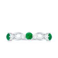 Natural Emerald Diamond Infinity Anniversary Ring
