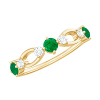 Natural Emerald Diamond Infinity Anniversary Ring