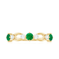 Natural Emerald Diamond Infinity Anniversary Ring