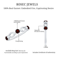 Natural Red Garnet Diamond Half Eternity Ring for Anniversary