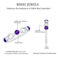 Natural Amethyst Diamond Promise Ring for Women