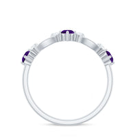 Natural Amethyst Diamond Promise Ring for Women