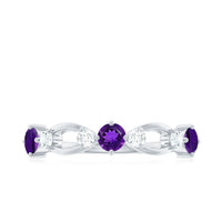 Natural Amethyst Diamond Promise Ring for Women