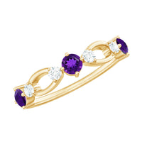 Natural Amethyst Diamond Promise Ring for Women