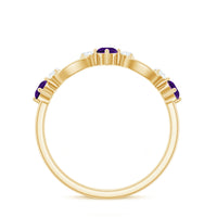 Natural Amethyst Diamond Promise Ring for Women