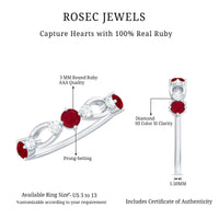 Genuine Ruby Promise Ring with Diamond for Women