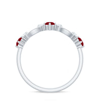 Genuine Ruby Promise Ring with Diamond for Women