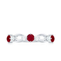 Genuine Ruby Promise Ring with Diamond for Women