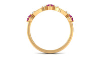 Pink Tourmaline and Diamond Minimal Eternity Anniversary Band Ring