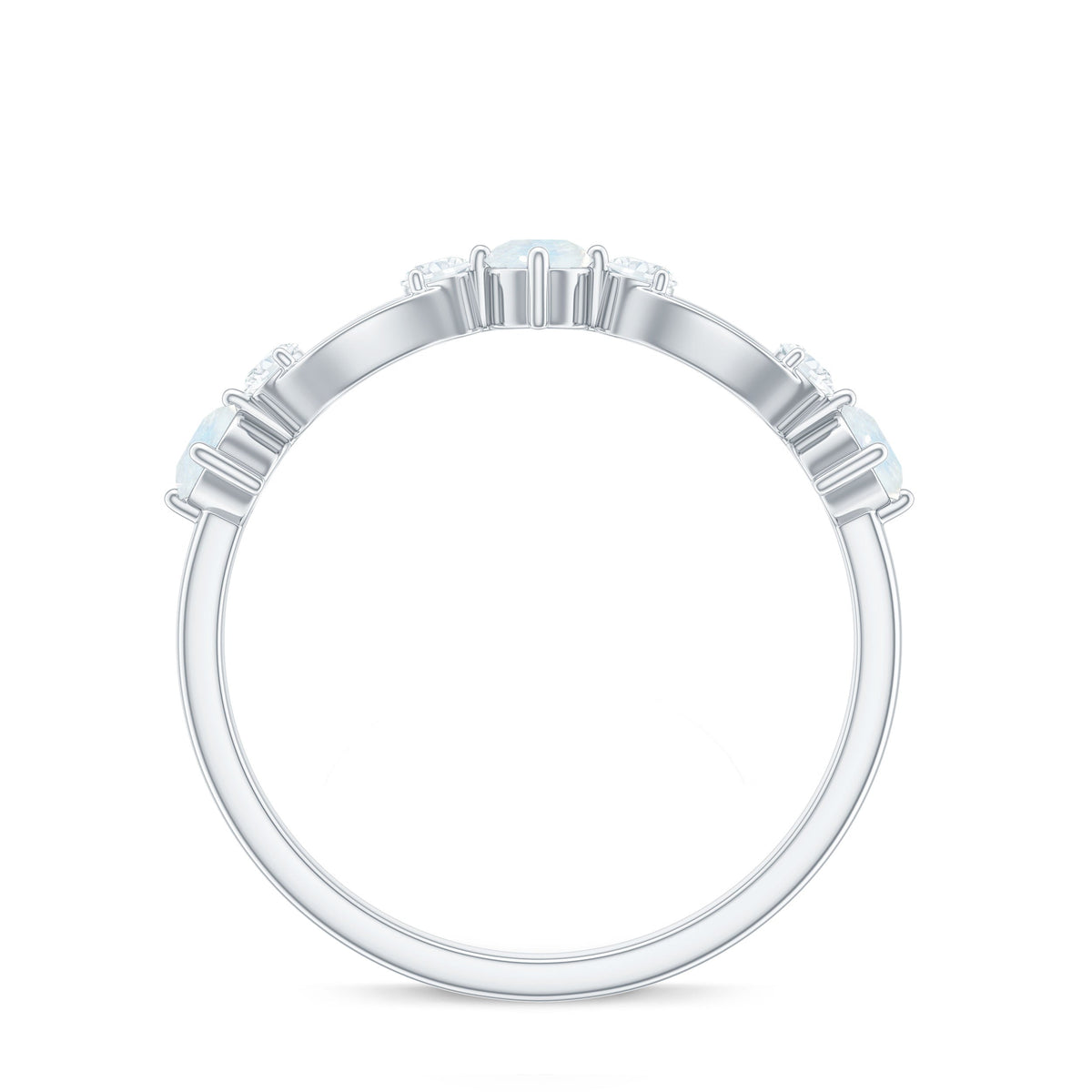 Minimal Promise Ring with Moonstone and Diamond