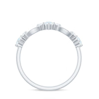 Minimal Promise Ring with Moonstone and Diamond