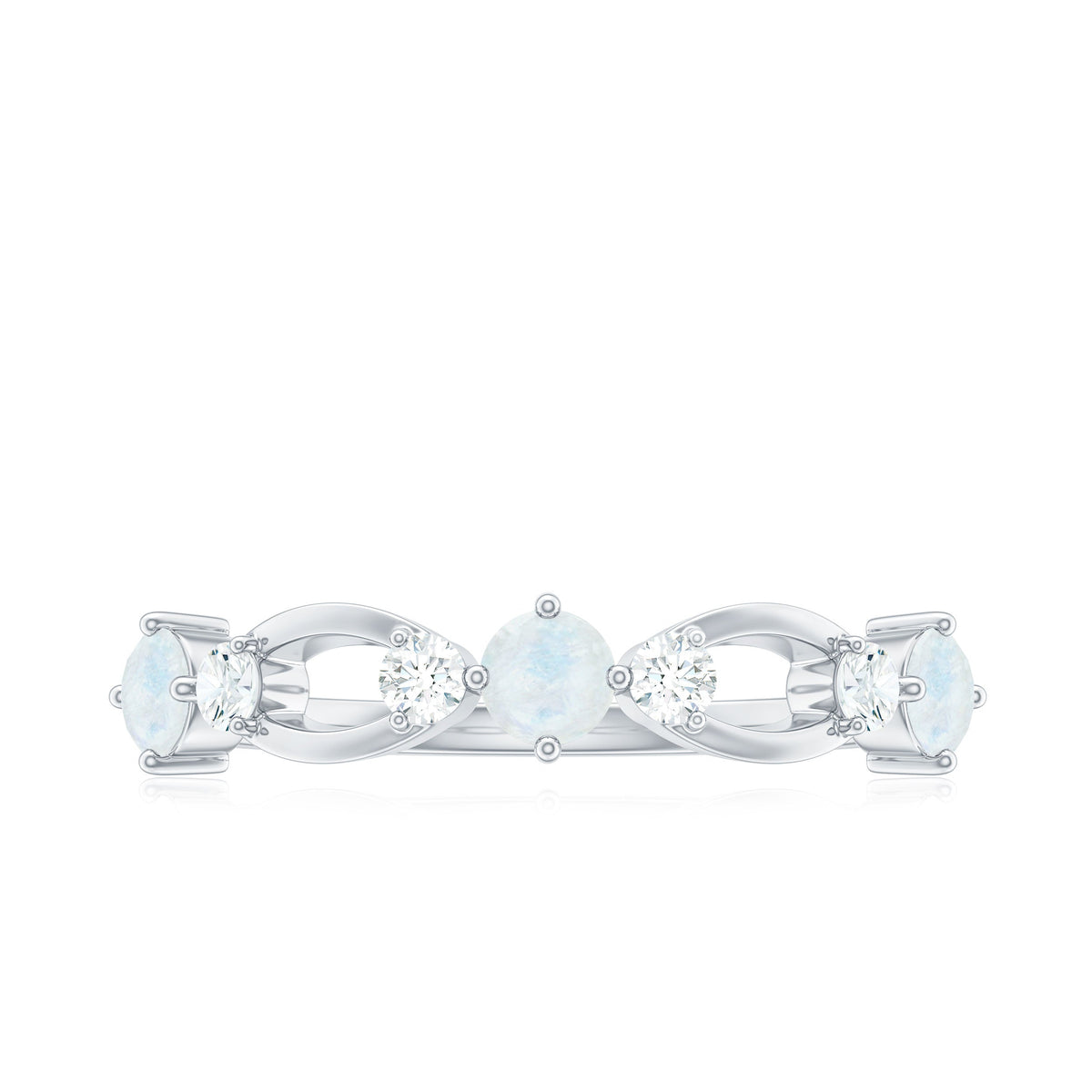 Minimal Promise Ring with Moonstone and Diamond
