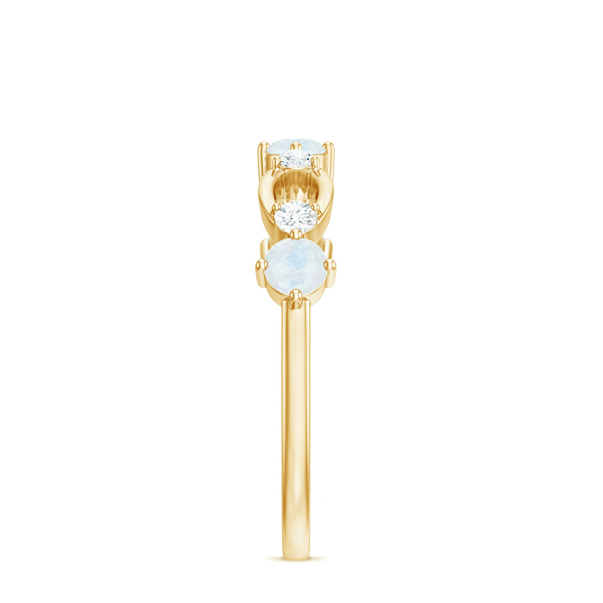 Minimal Promise Ring with Moonstone and Diamond