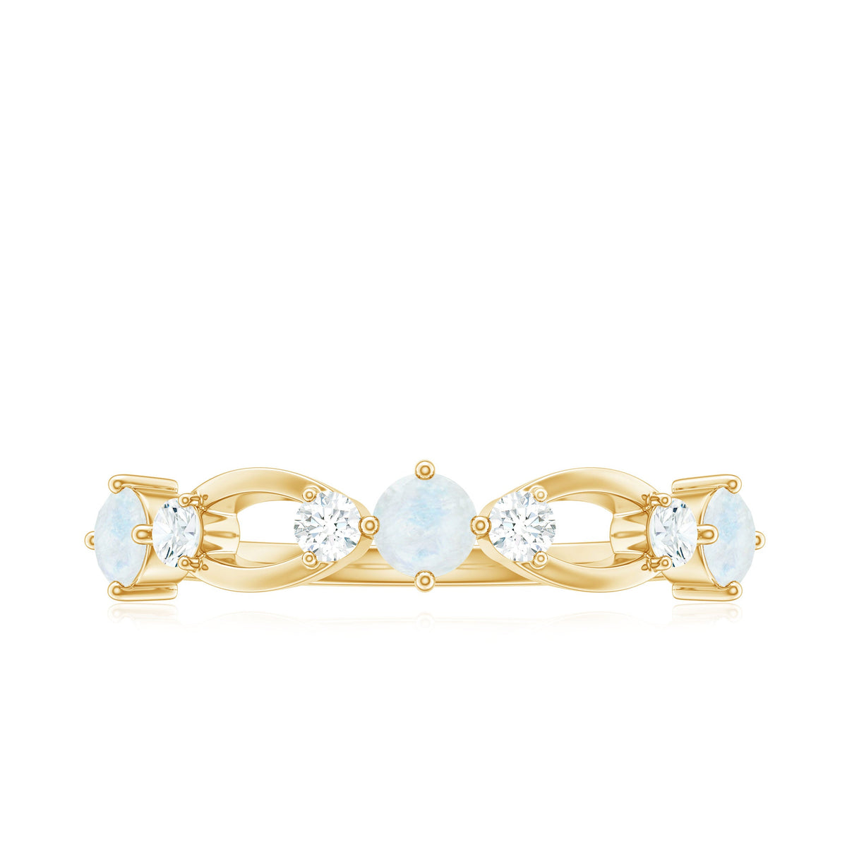 Minimal Promise Ring with Moonstone and Diamond