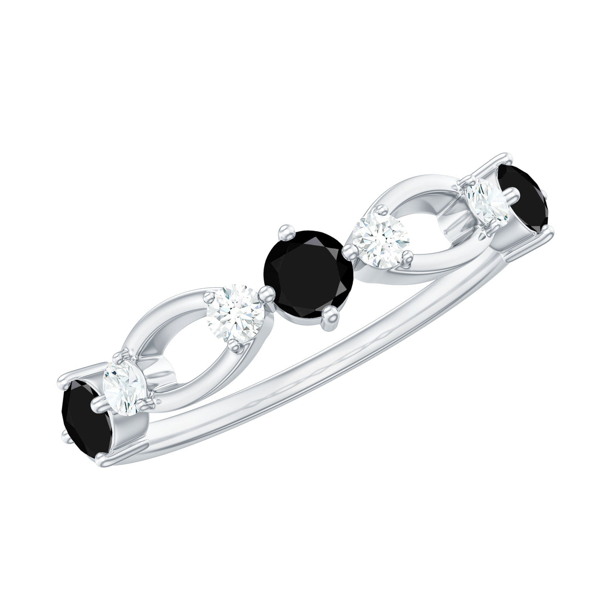 Certified Real Black Spinel Diamond Promise Ring for Her