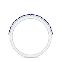 Real Marquise Blue Sapphire Half Eternity Ring with Diamond