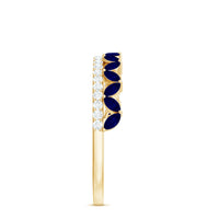Real Marquise Blue Sapphire Half Eternity Ring with Diamond