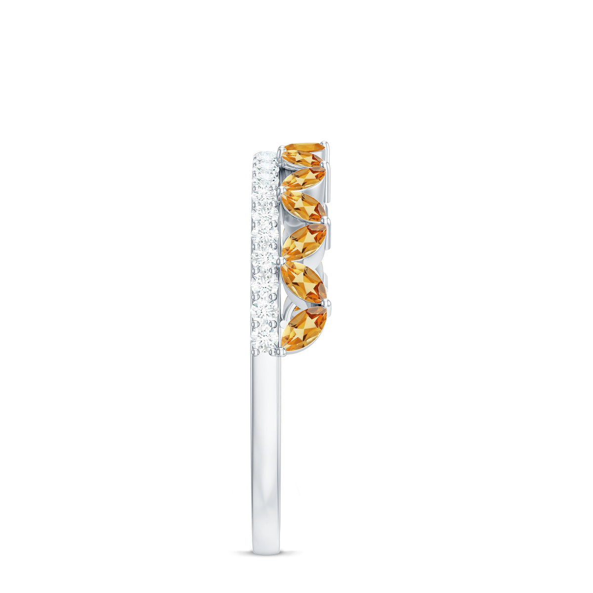 Certified Real Citrine Half Eternity Ring with Diamond