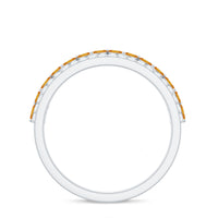 Certified Real Citrine Half Eternity Ring with Diamond