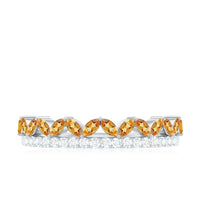 Certified Real Citrine Half Eternity Ring with Diamond