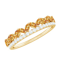 Certified Real Citrine Half Eternity Ring with Diamond