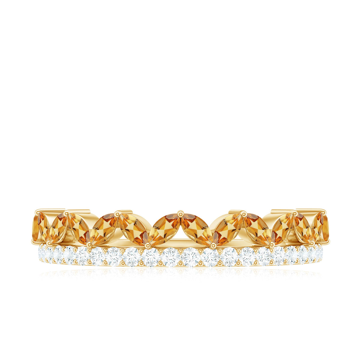 Certified Real Citrine Half Eternity Ring with Diamond