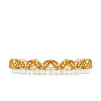 Certified Real Citrine Half Eternity Ring with Diamond
