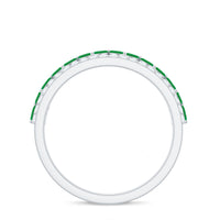 Real Marquise Emerald Half Eternity Wedding Band with Diamond