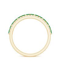 Real Marquise Emerald Half Eternity Wedding Band with Diamond