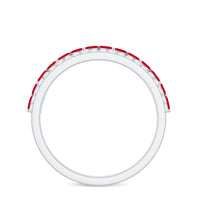 Natural Marquise Ruby Half Eternity Anniversary Ring with Diamond