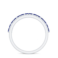 Certified Marquise Lab Grown Blue Sapphire Half Eternity Ring with Diamond
