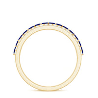 Certified Marquise Lab Grown Blue Sapphire Half Eternity Ring with Diamond