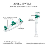 Certified Lab Grown Emerald Half Eternity Anniversary Ring with Moissanite