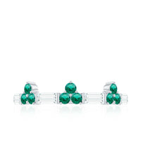 Certified Lab Grown Emerald Half Eternity Anniversary Ring with Moissanite