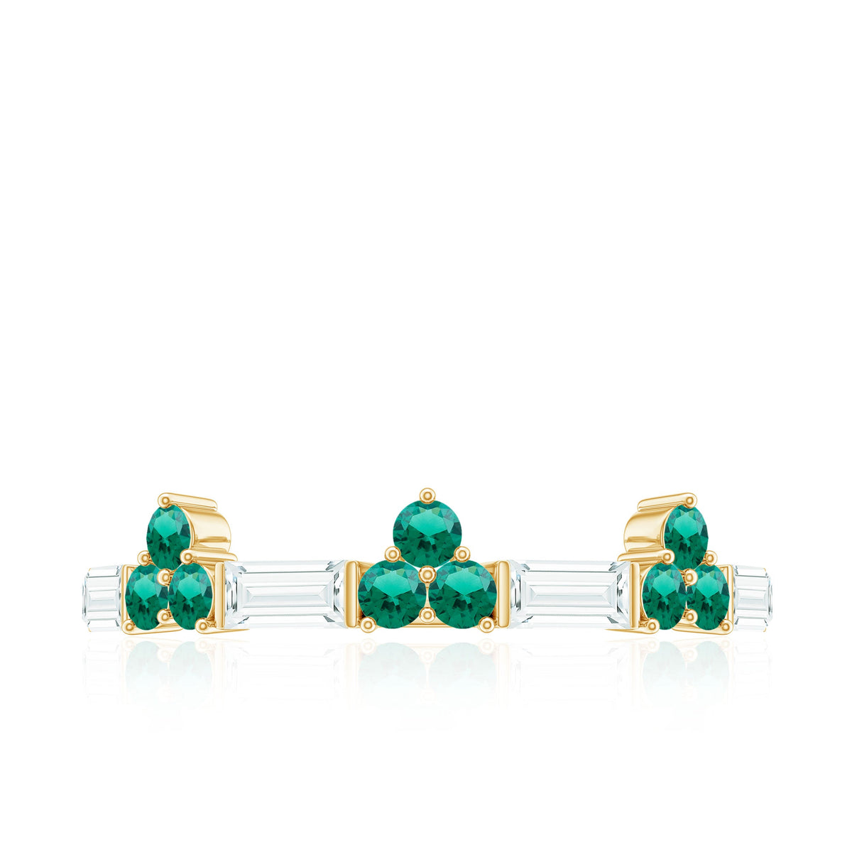 Certified Lab Grown Emerald Half Eternity Anniversary Ring with Moissanite