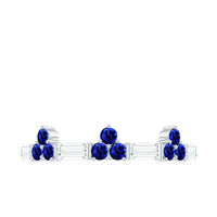 Certified Lab Blue Sapphire Half Eternity Anniversary Ring with Moissanite
