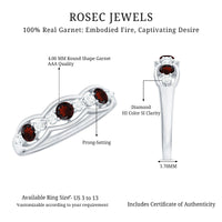 Natural Garnet Half Eternity Ring with Diamond